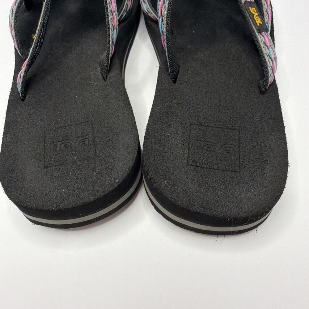 Teva Sandals Womens 9 Olowahu Casual Slip On Flip Flops Flats 6840 Black Fabric - Picture 5 of 9